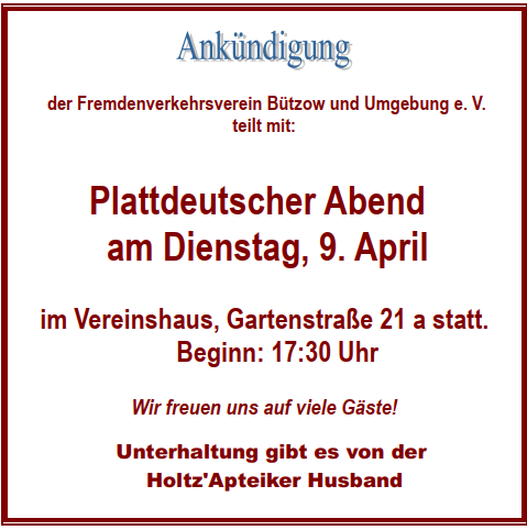 Plattdeutsche Abend April