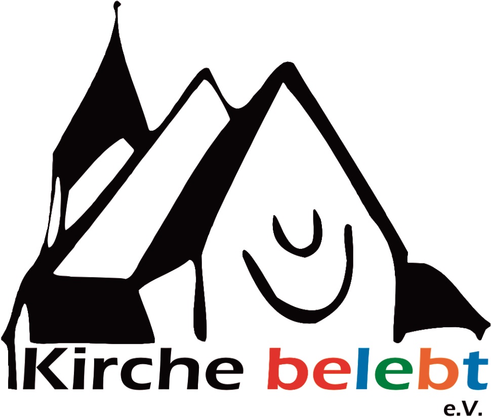 Logo vom Verein Kirche belebt e. V.: Zeichnung einer Kirche mit Schriftzug des Vereins