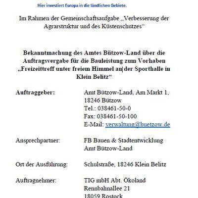 Bild vergr&ouml;&szlig;ern: Bekanntmachung des Amtes B&uuml;tzow-Land