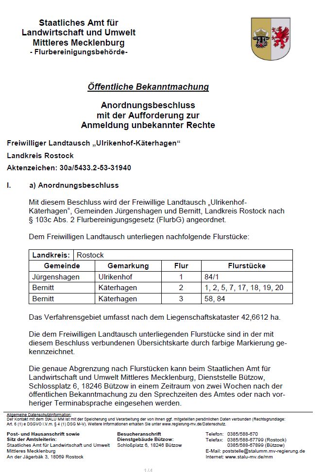 Beka Landtausch Ulrikenhog-K&auml;terhagen