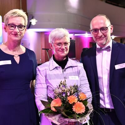 Neujahrsempfang 2024: Stadtpräsidentin, Heike Rahn, Kerstin Bandow und Bürgermeister, Christian Grüschow (v. l.)