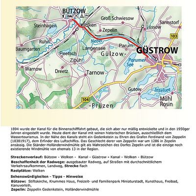 Bild vergrößern: Route 7 - Am Bützow - Güstrow Kanal, 28 km